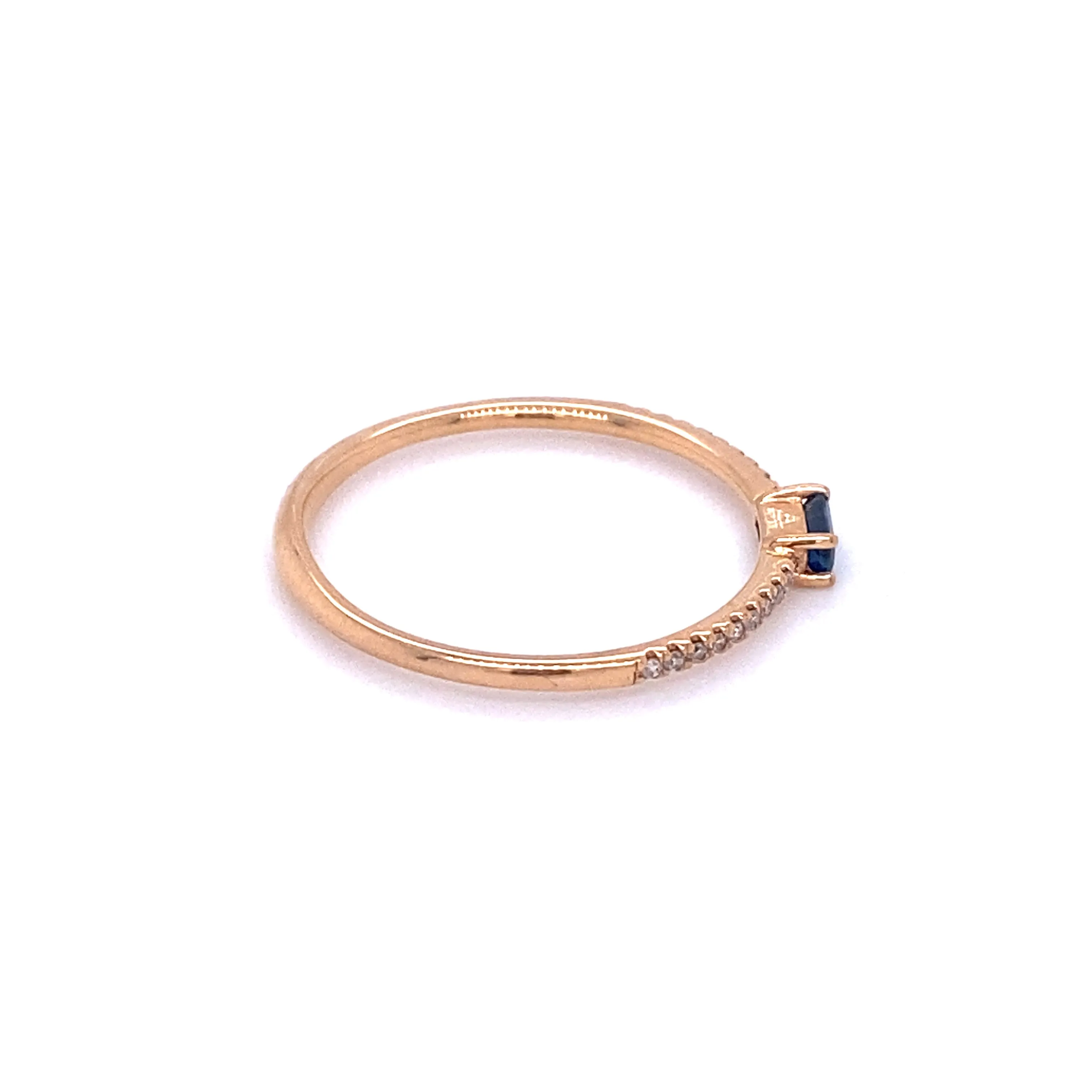 Baguette Blue Sapphire and Diamond Rose Gold Stacker