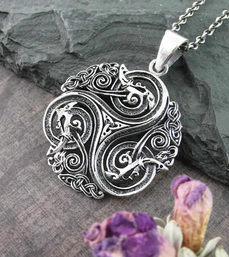 Baroque Triskele With Triquetra And Celtic Knots Pendant