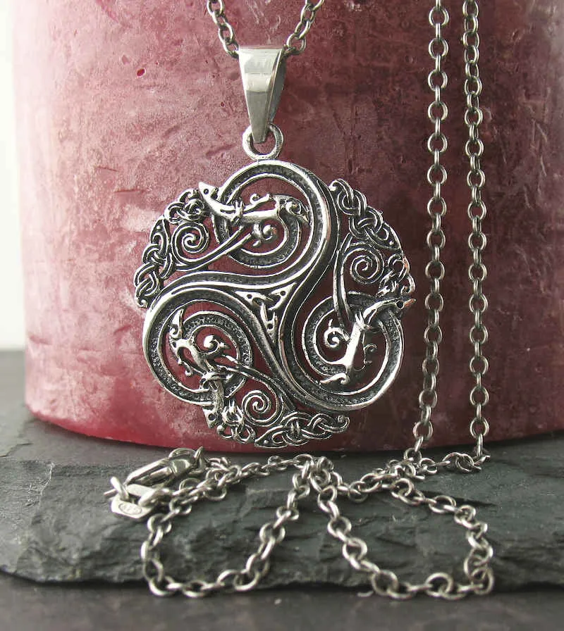 Baroque Triskele With Triquetra And Celtic Knots Pendant