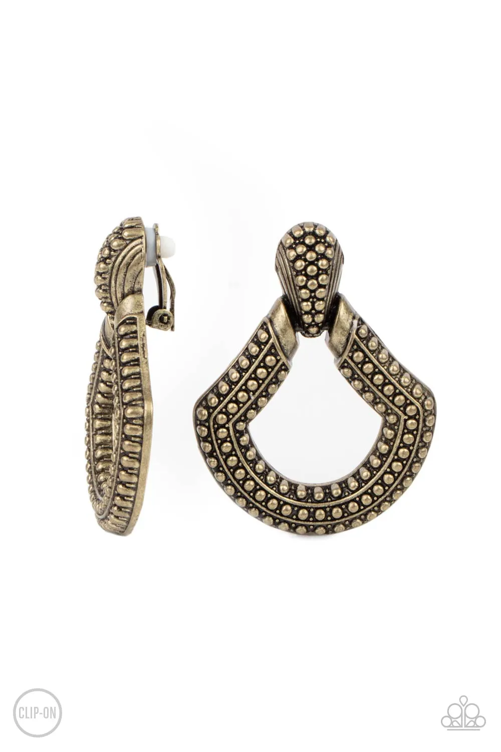 Better Buckle Up Brass Clip-On-Earrings