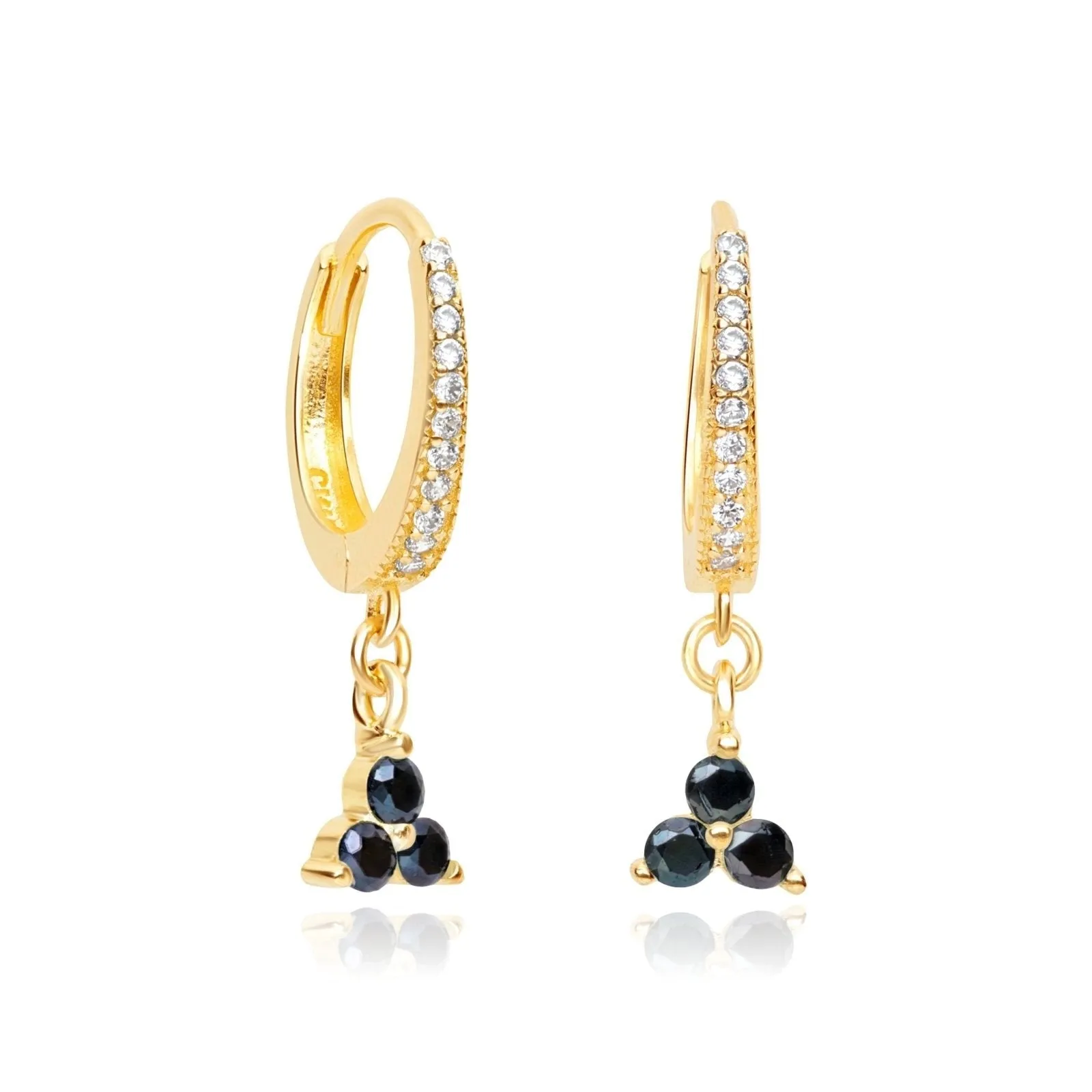 Black Onyx Trinity Cluster Drop Earring