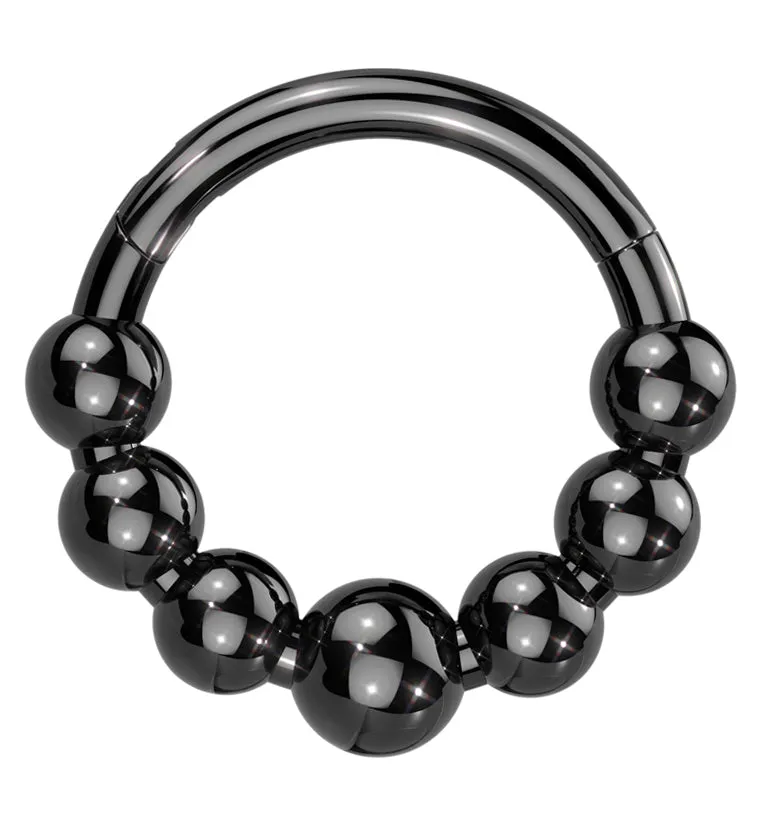 Black PVD Beaded Titanium Hinged Segment Ring