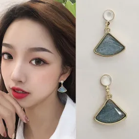 Blue Bling Triangle Cubic Drop Earrings Gifts Korean Jewelry Womens Accessories Luxury Fashion Dating Party Clubber Elegant Wedding Lovely Dinner Accessory