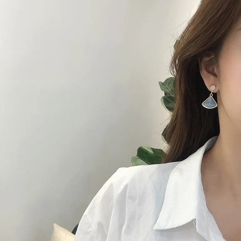 Blue Bling Triangle Cubic Drop Earrings Gifts Korean Jewelry Womens Accessories Luxury Fashion Dating Party Clubber Elegant Wedding Lovely Dinner Accessory