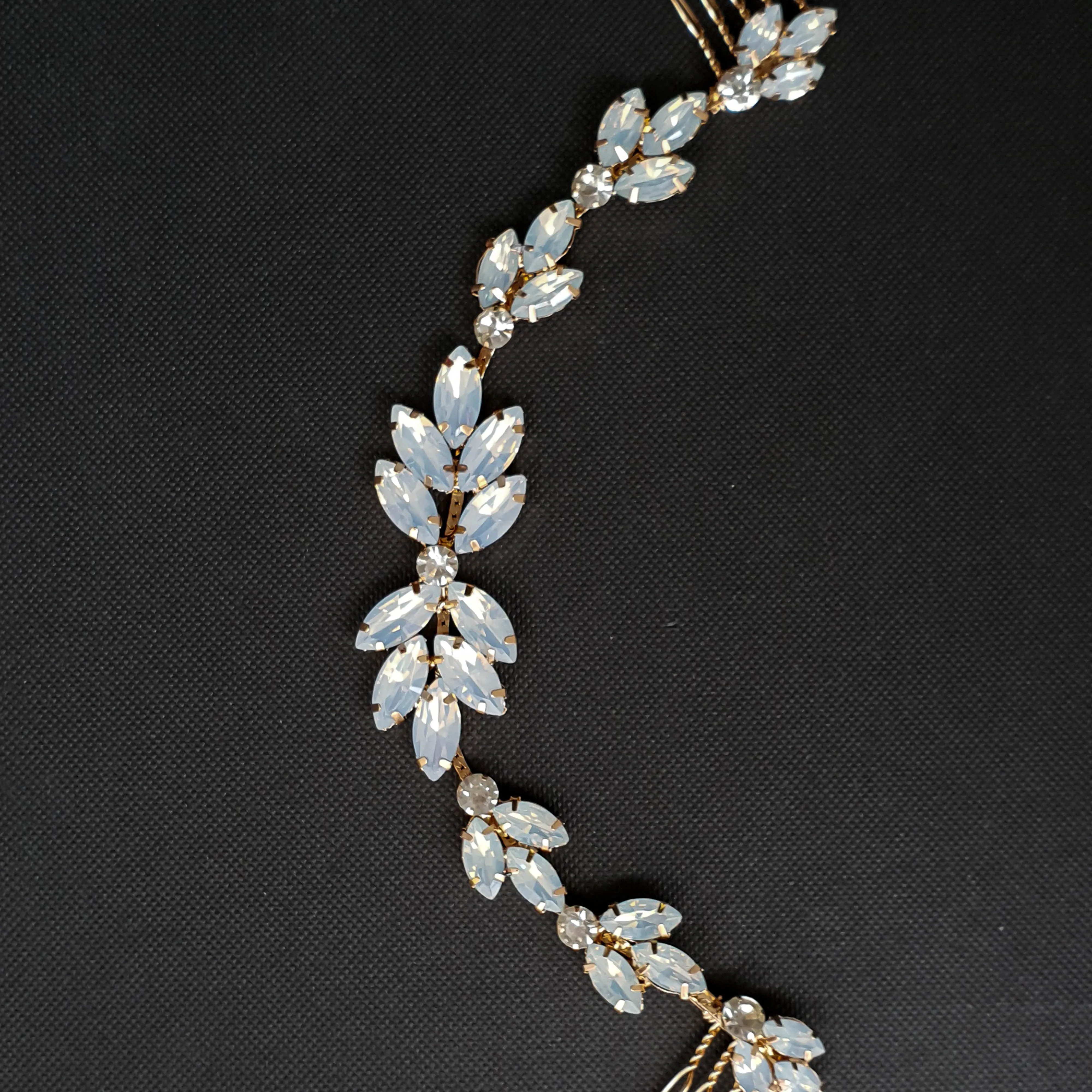 Blue Opal Bridal Headpiece in Rose Gold-Holly