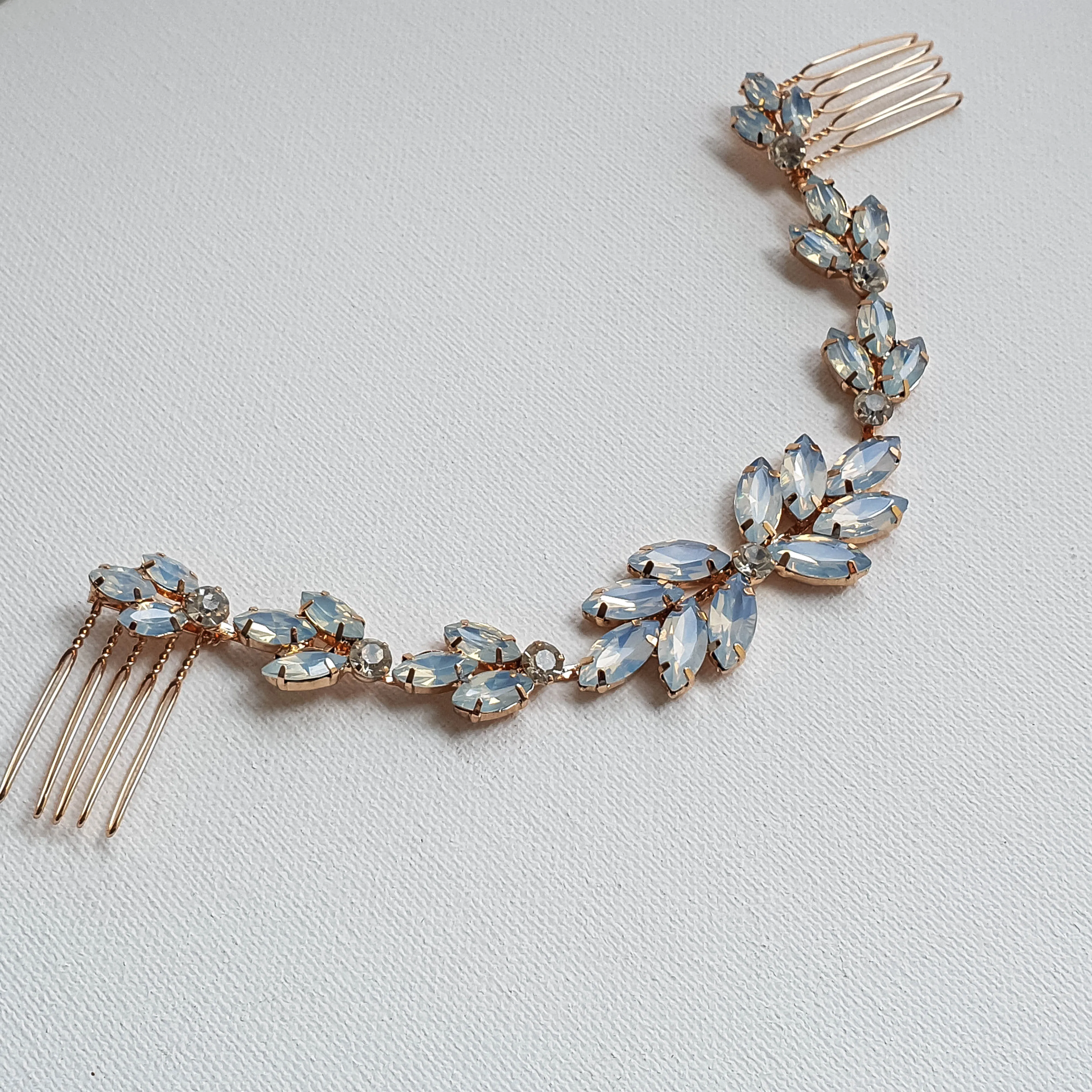 Blue Opal Bridal Headpiece in Rose Gold-Holly