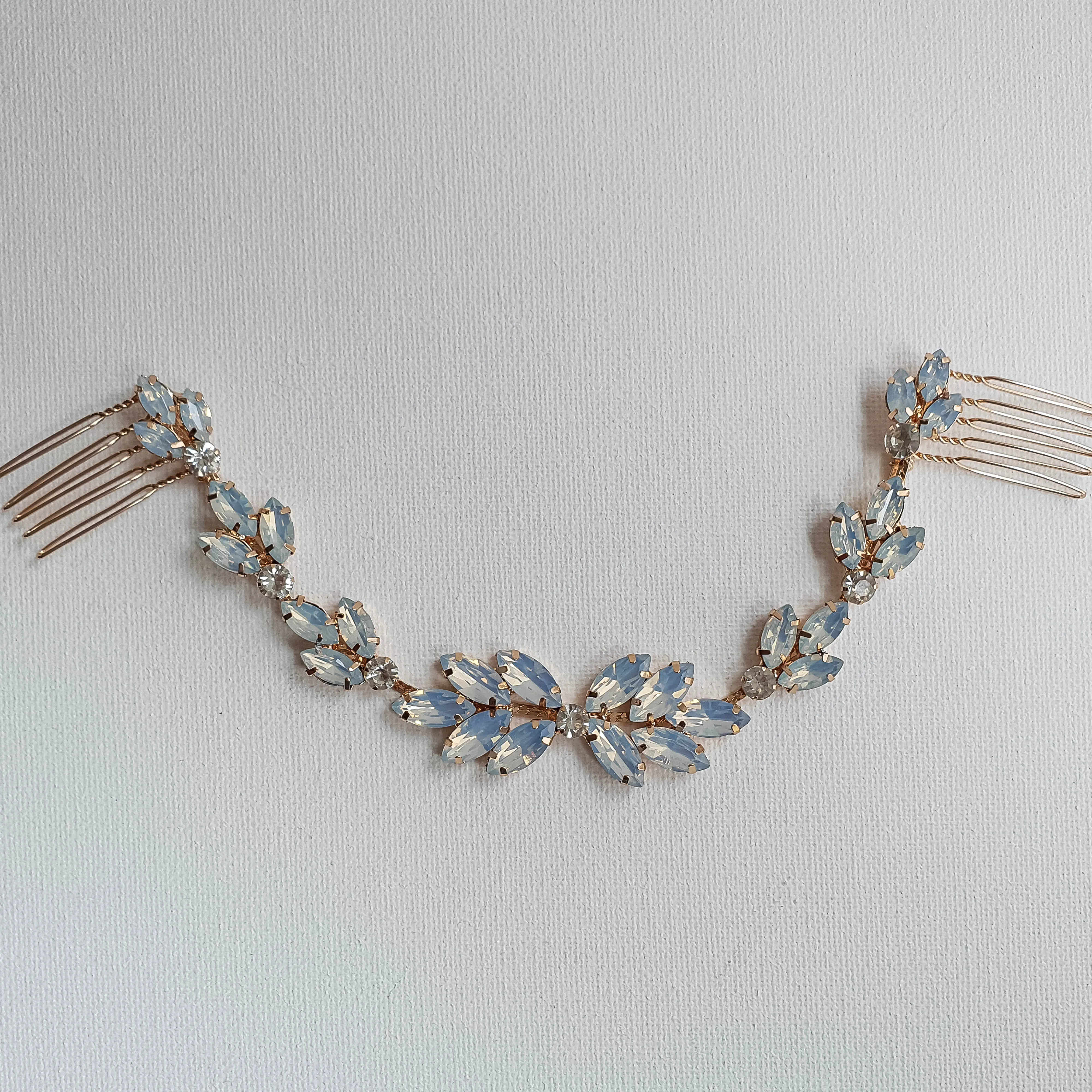 Blue Opal Bridal Headpiece in Rose Gold-Holly