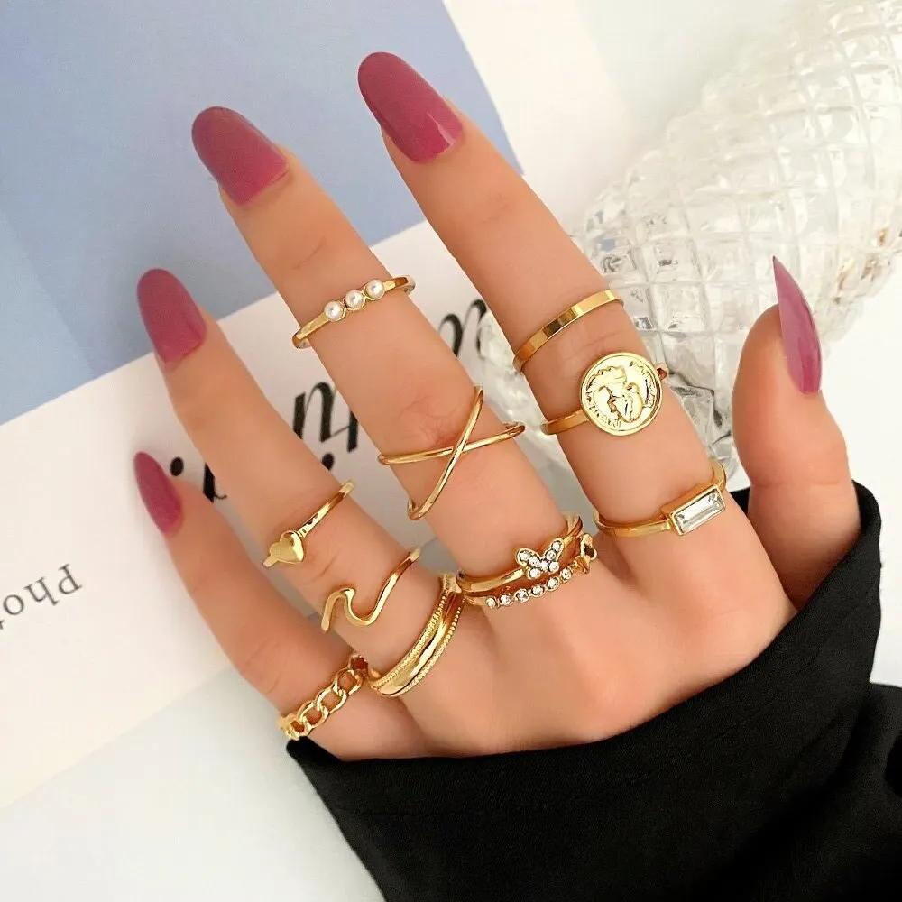 Bohemian Summer Gold Ring Set