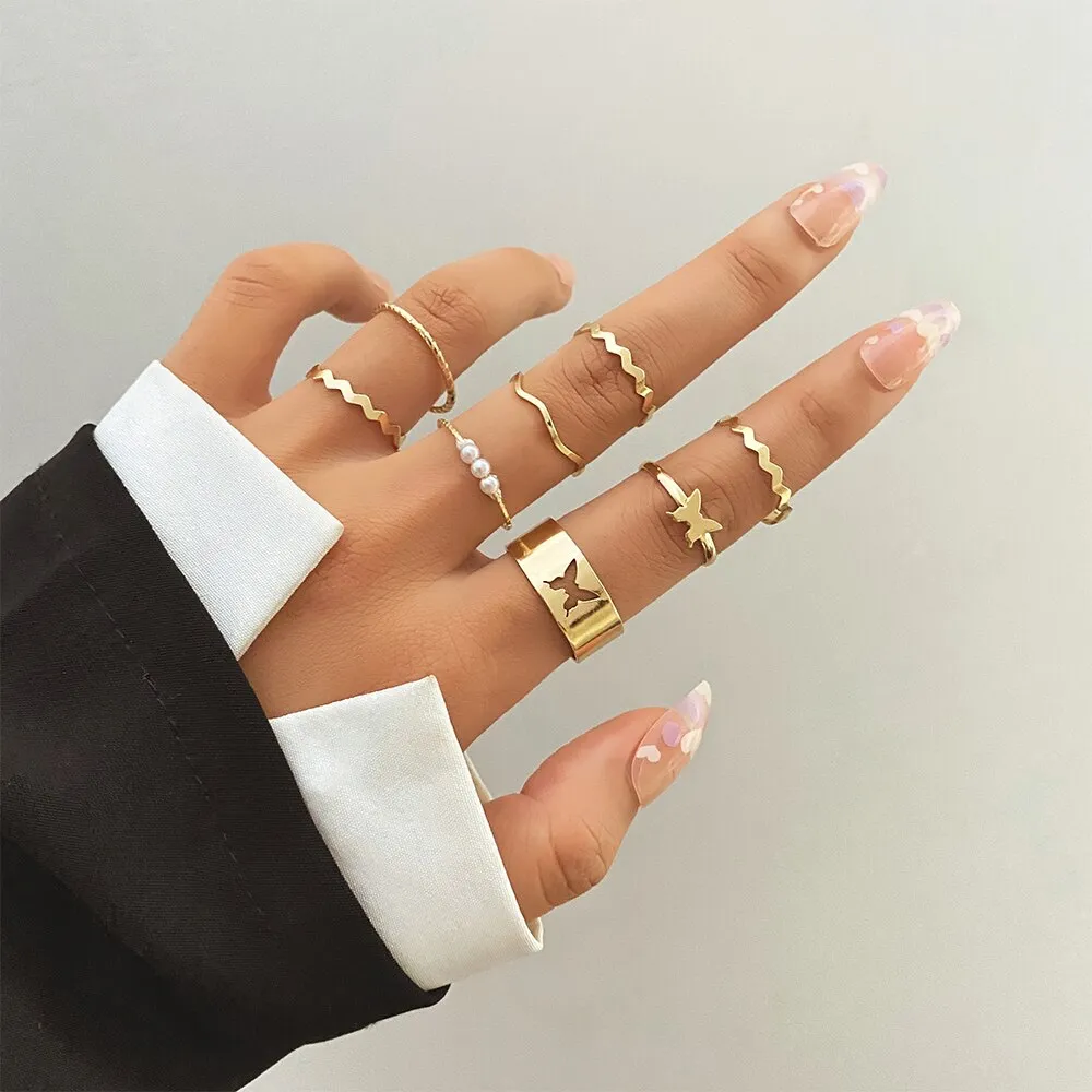 Bohemian Summer Gold Ring Set