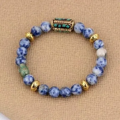 Boho Brazilian Sodalite Charm Stretch Bracelet