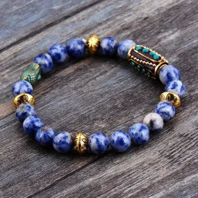 Boho Brazilian Sodalite Charm Stretch Bracelet