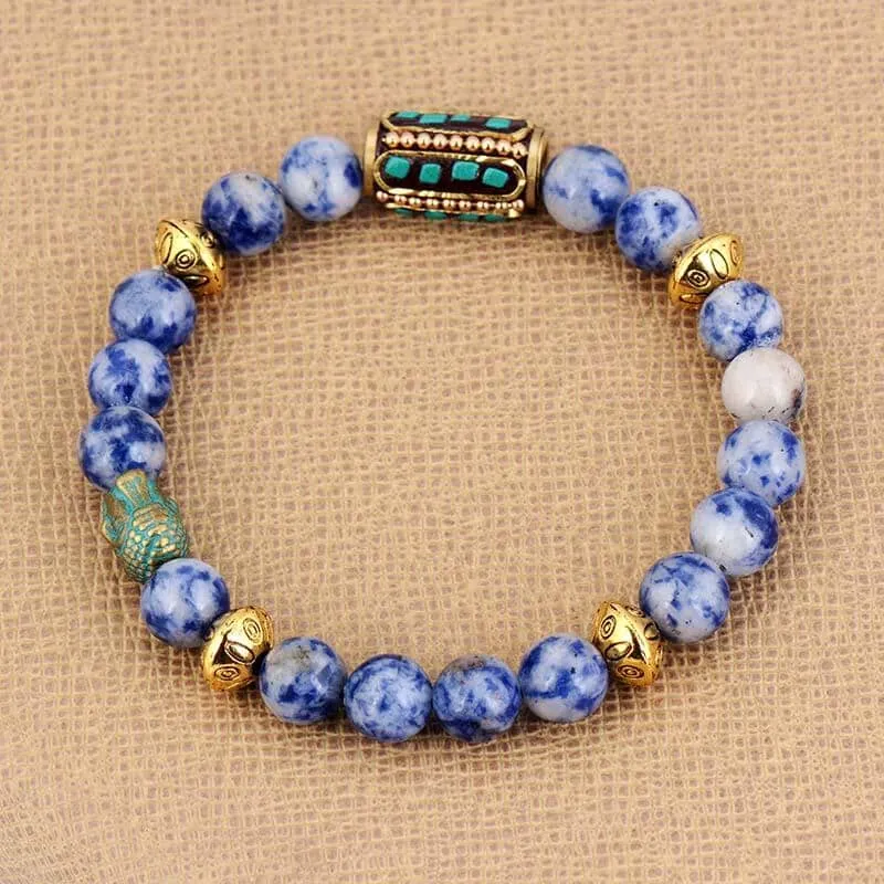 Boho Brazilian Sodalite Charm Stretch Bracelet