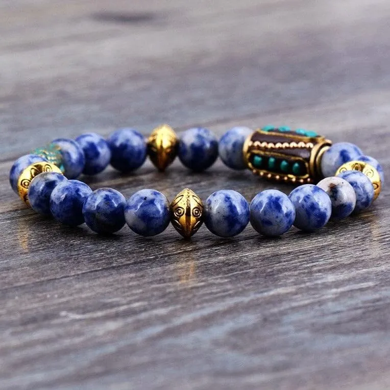 Boho Brazilian Sodalite Charm Stretch Bracelet