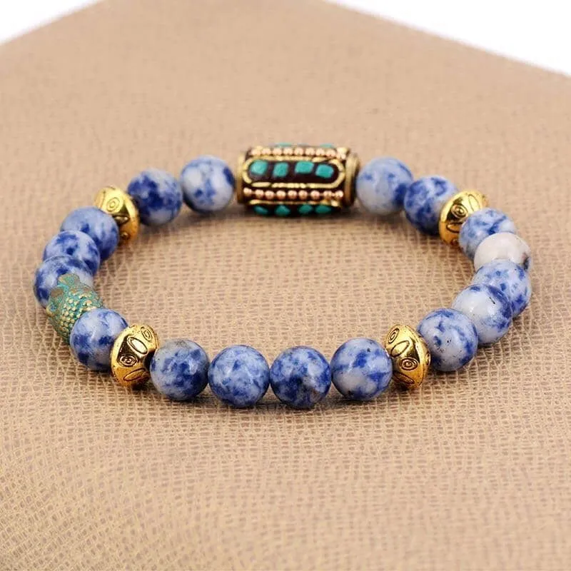 Boho Brazilian Sodalite Charm Stretch Bracelet