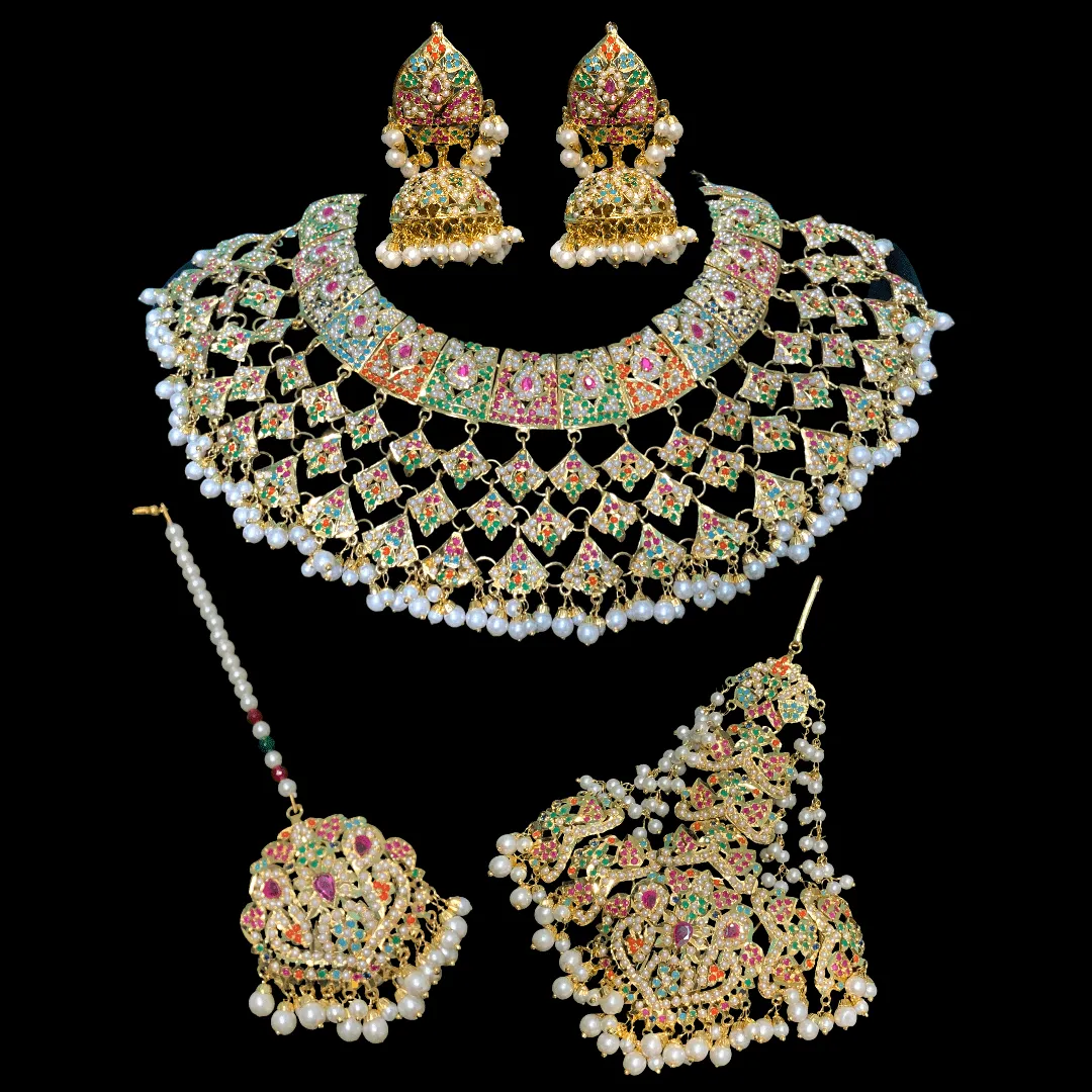 BR91 Hunza Navratan  jadau bridal set   ( READY TO SHIP)