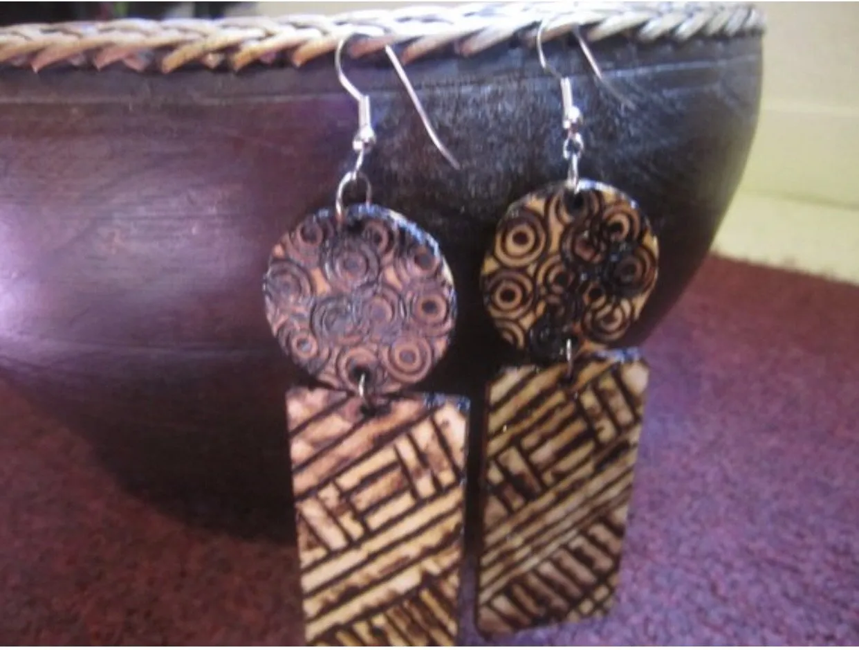 Centric Wood Burned Earrings