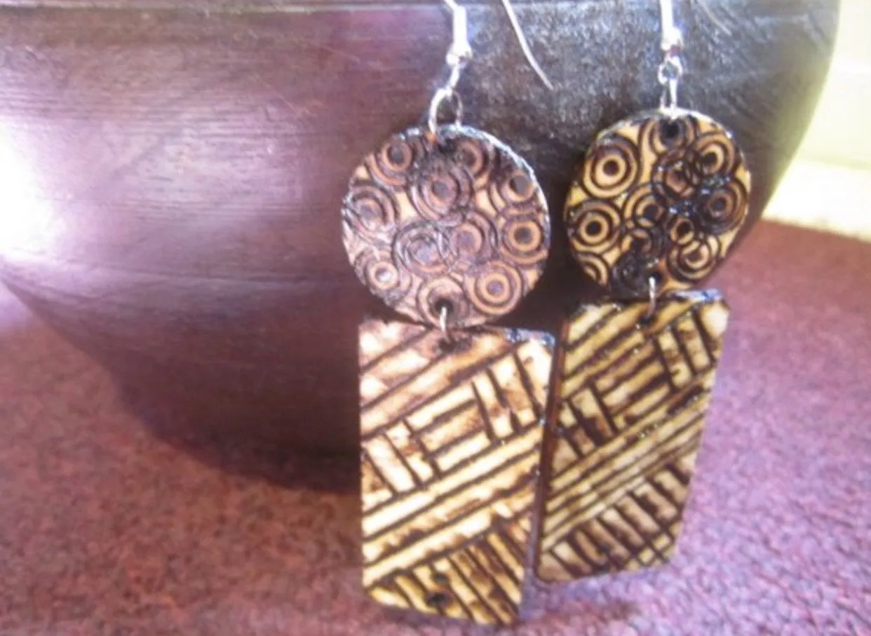 Centric Wood Burned Earrings