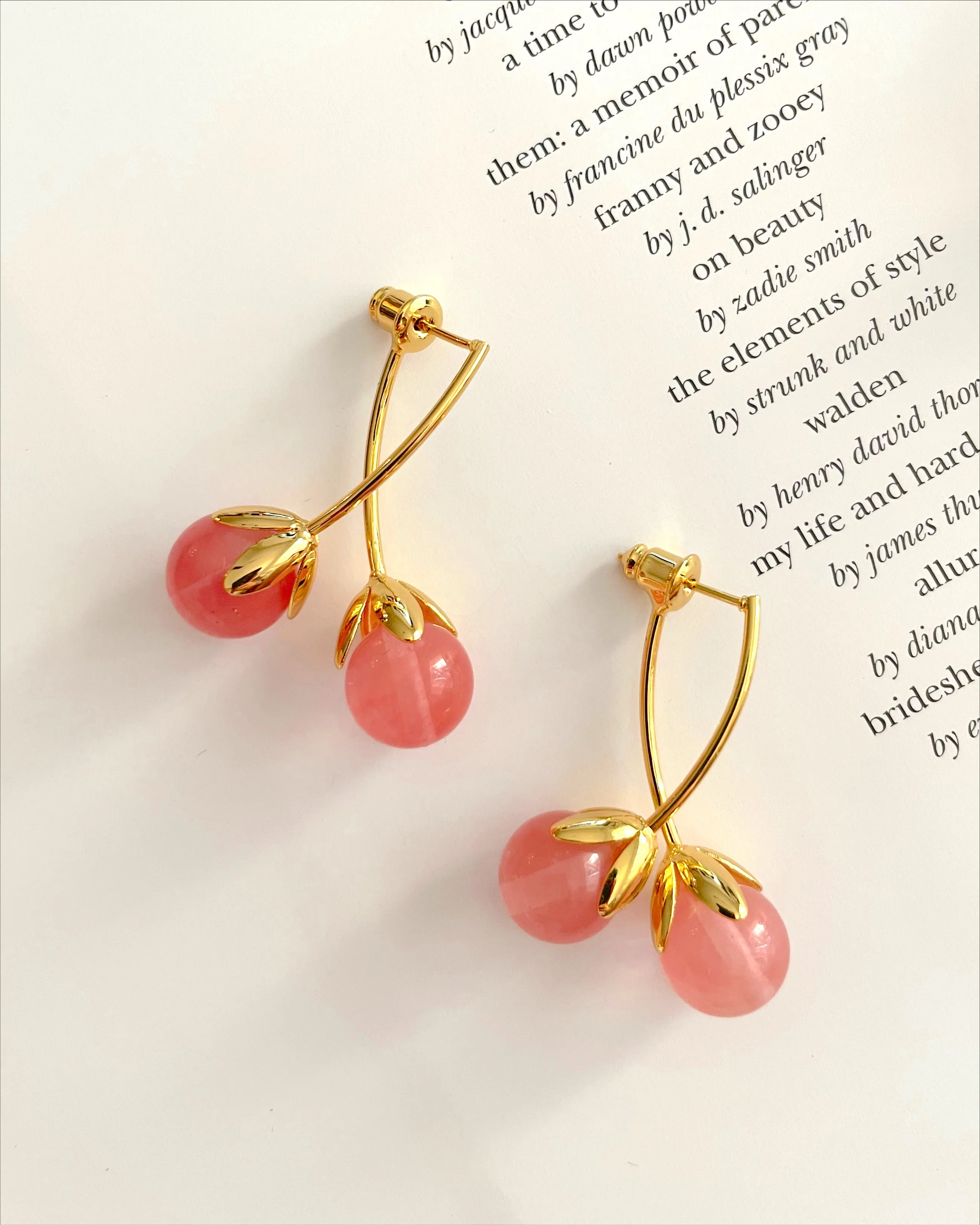 Cherry style stone earrings