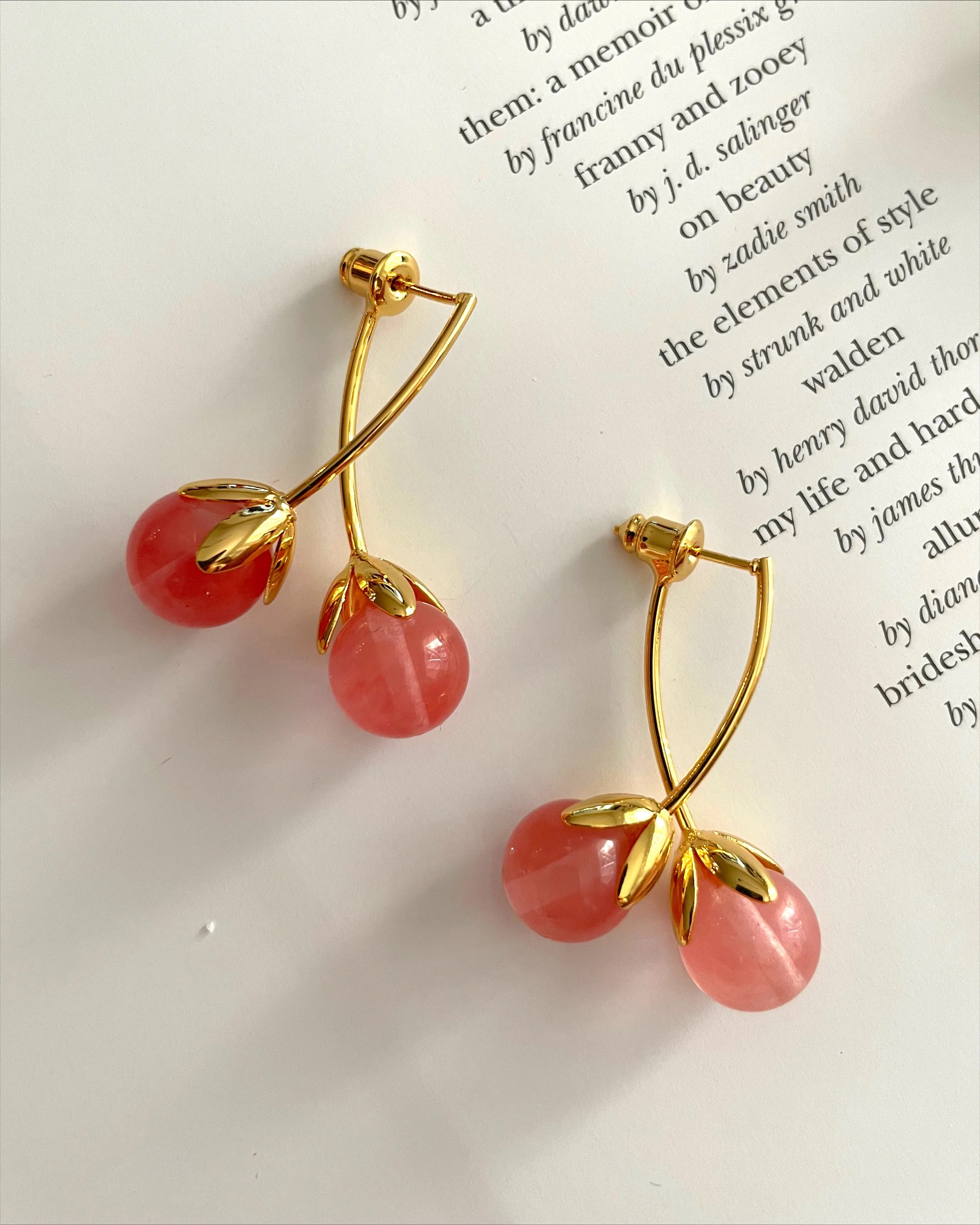 Cherry style stone earrings