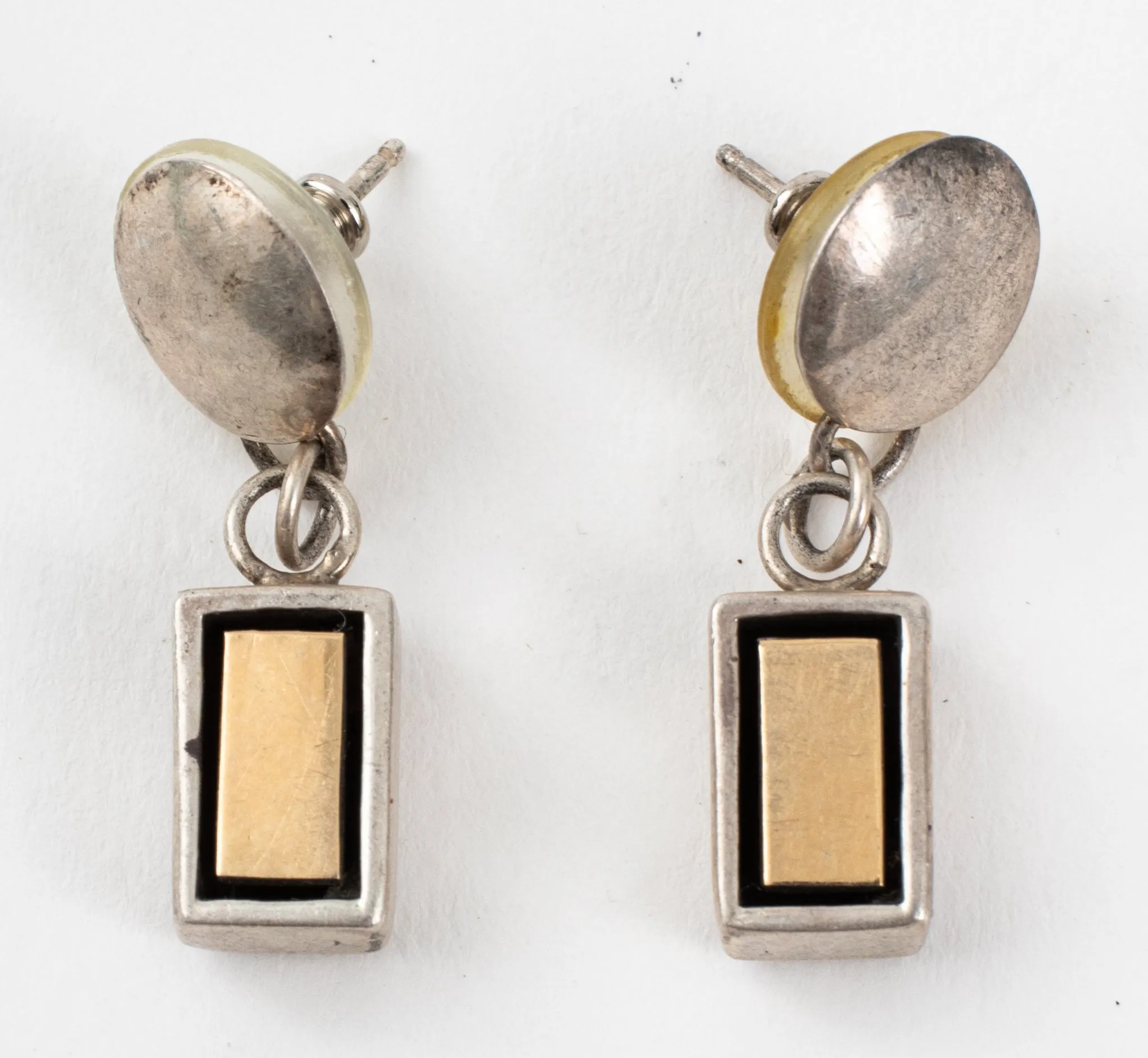 Christin Wolf Silver & 14K Gold Drop Post Earrings