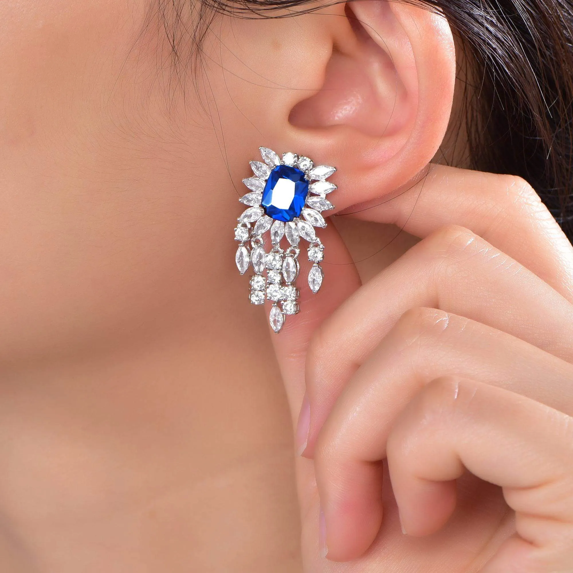 Classic Blue Sapphire Drop Earrings