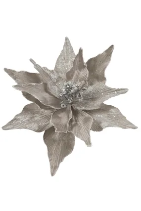 Clip on Poinsettia, Silver