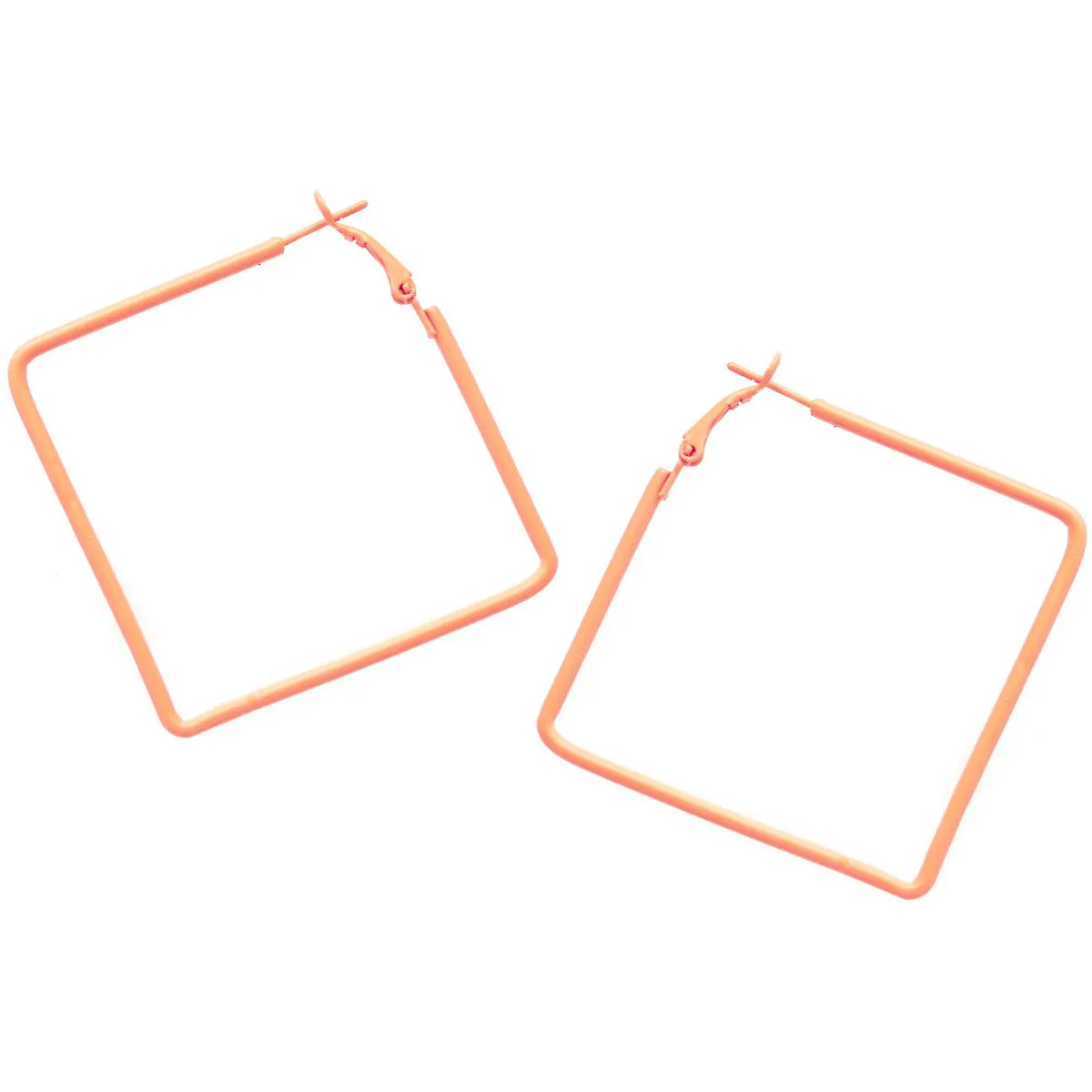 Color Coated Square Shape Hoop Earrings (50 mm)-Pack of 3