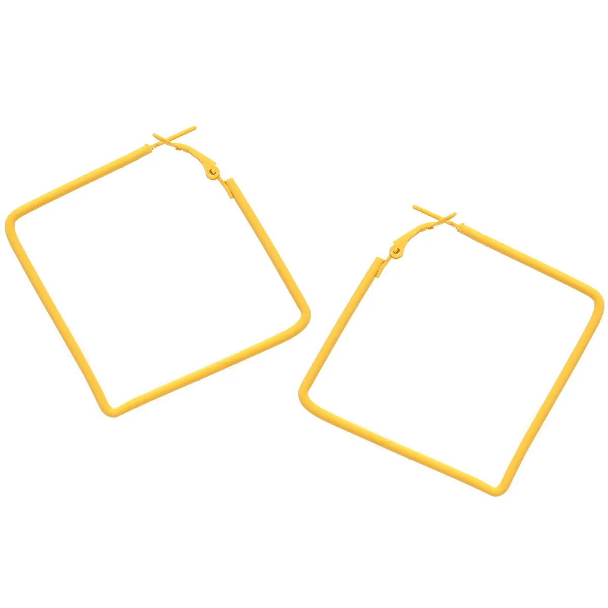 Color Coated Square Shape Hoop Earrings (50 mm)-Pack of 3