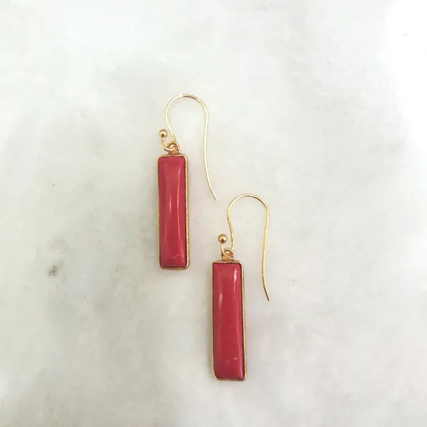 Coral Single Drop Hook Earrings