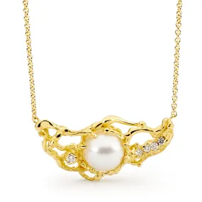 Cultured Pearl and Diamond Freeform Necklace