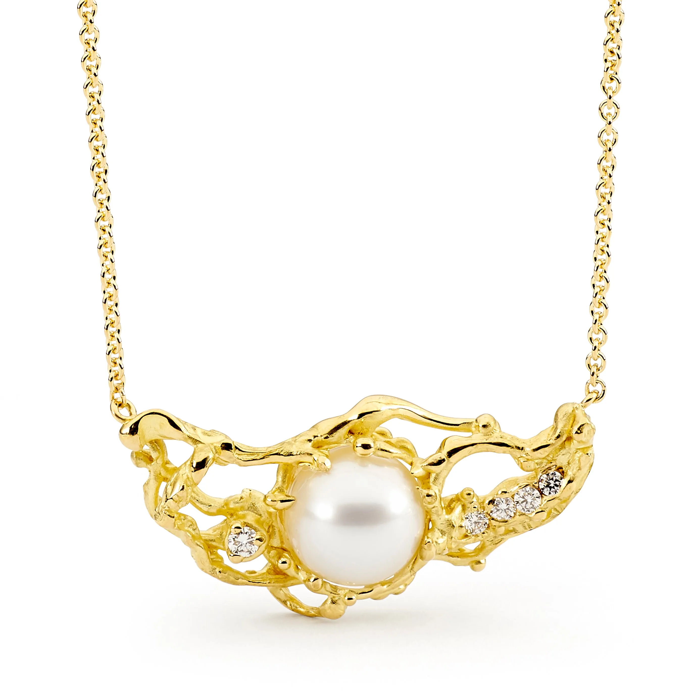 Cultured Pearl and Diamond Freeform Necklace