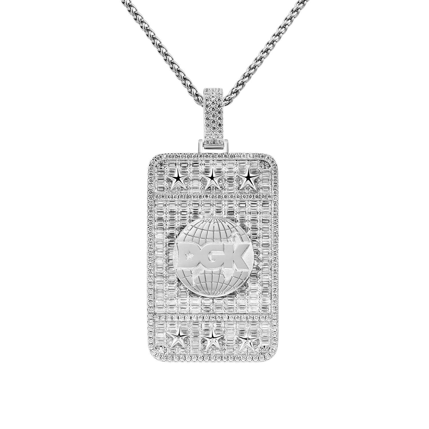 Custom Moissanite Baguette Square Pendant