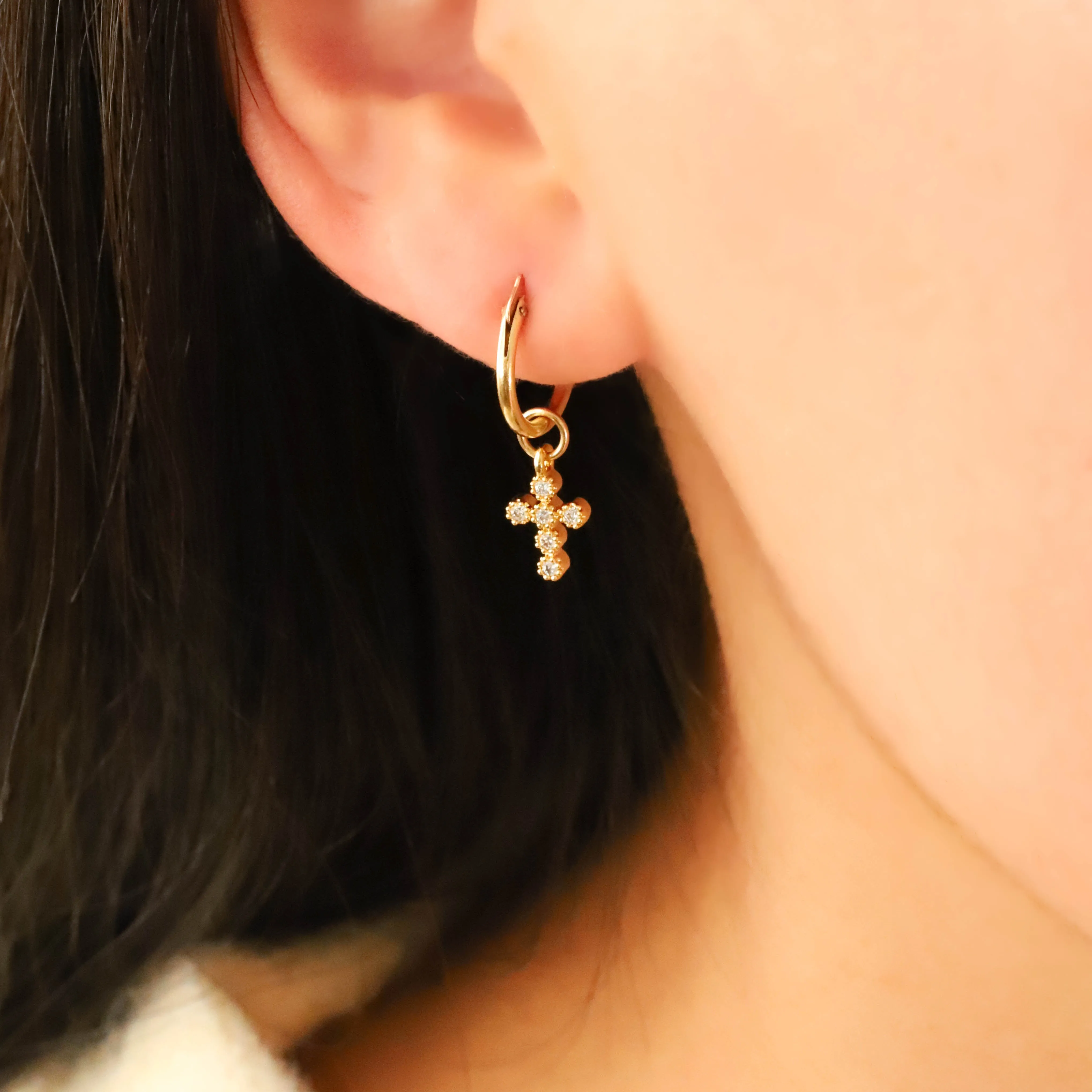 Dainty Cross Hoops