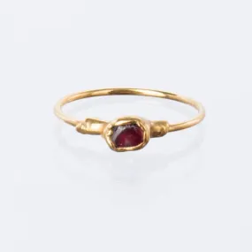 Dainty Raw Garnet Ring