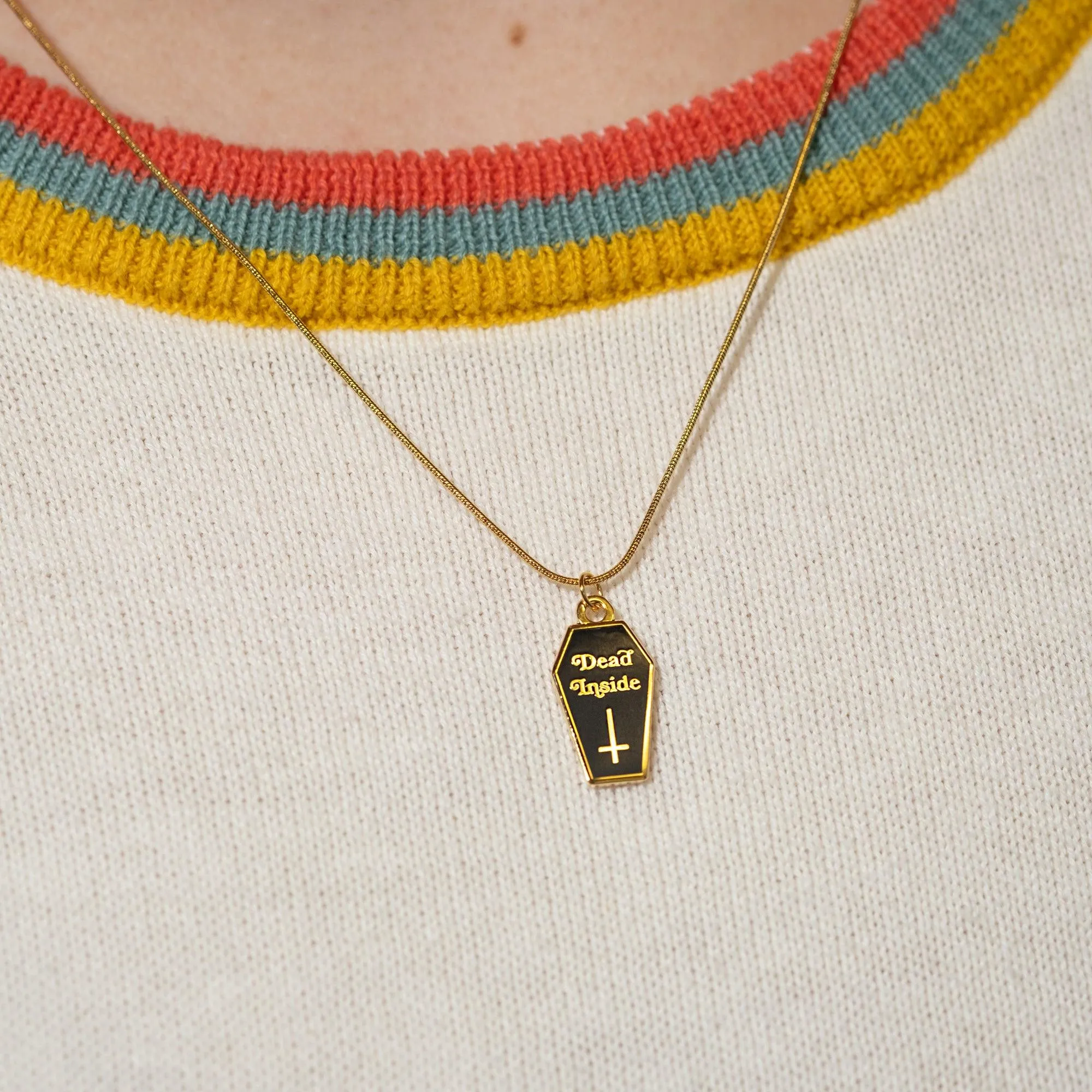 Dead Inside Coffin Charm Necklace