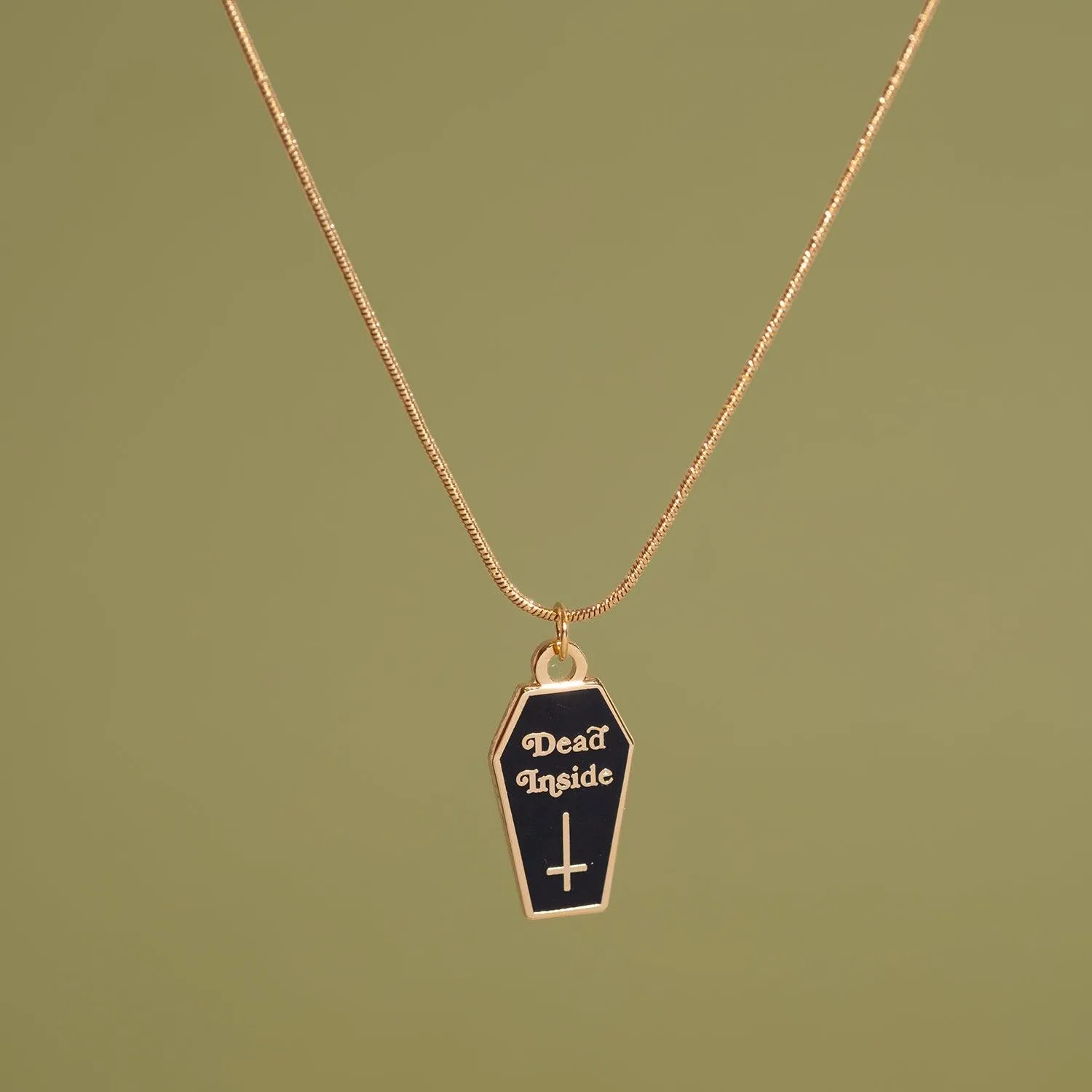 Dead Inside Coffin Charm Necklace