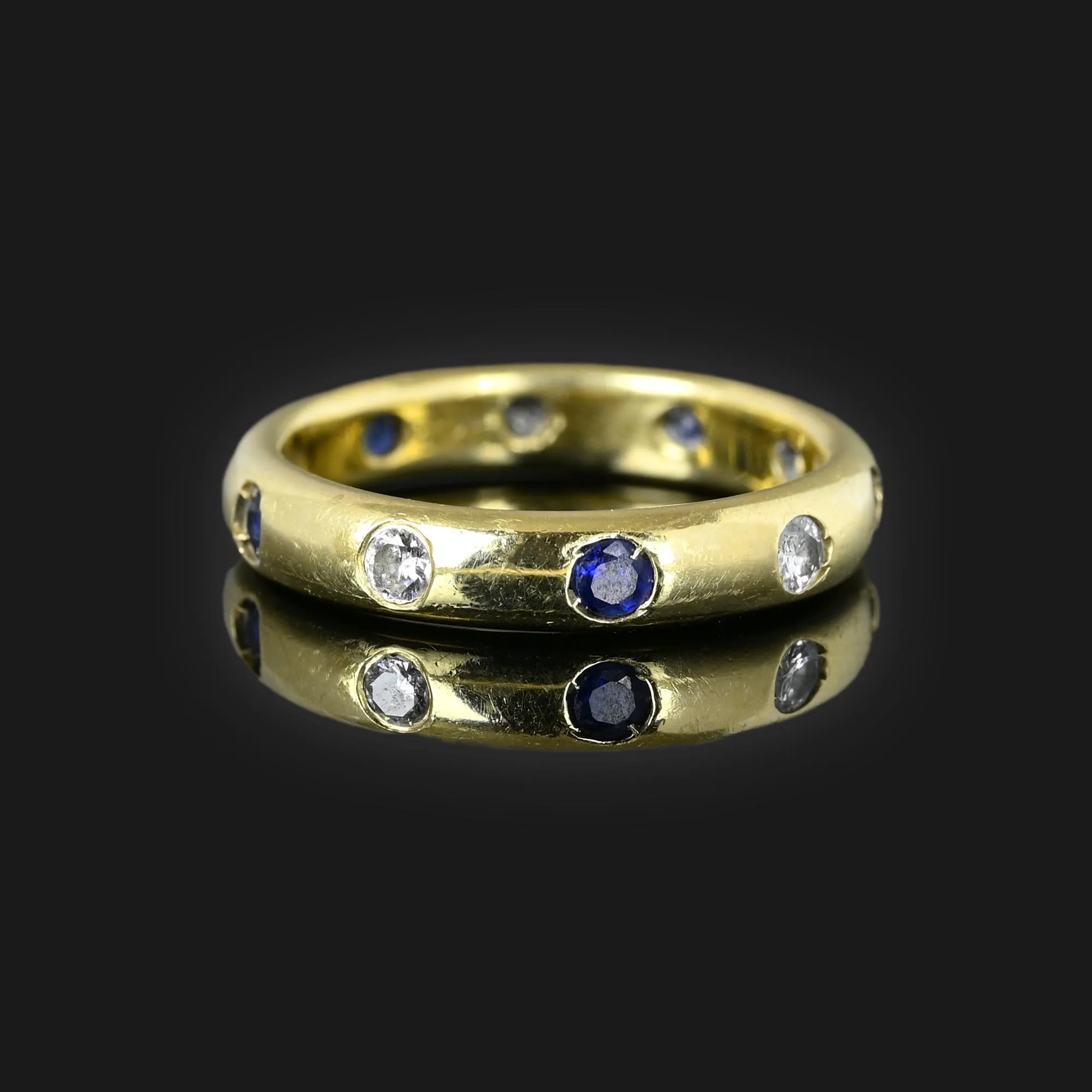 Diamond Sapphire Full Eternity Band Ring in 14K Gold