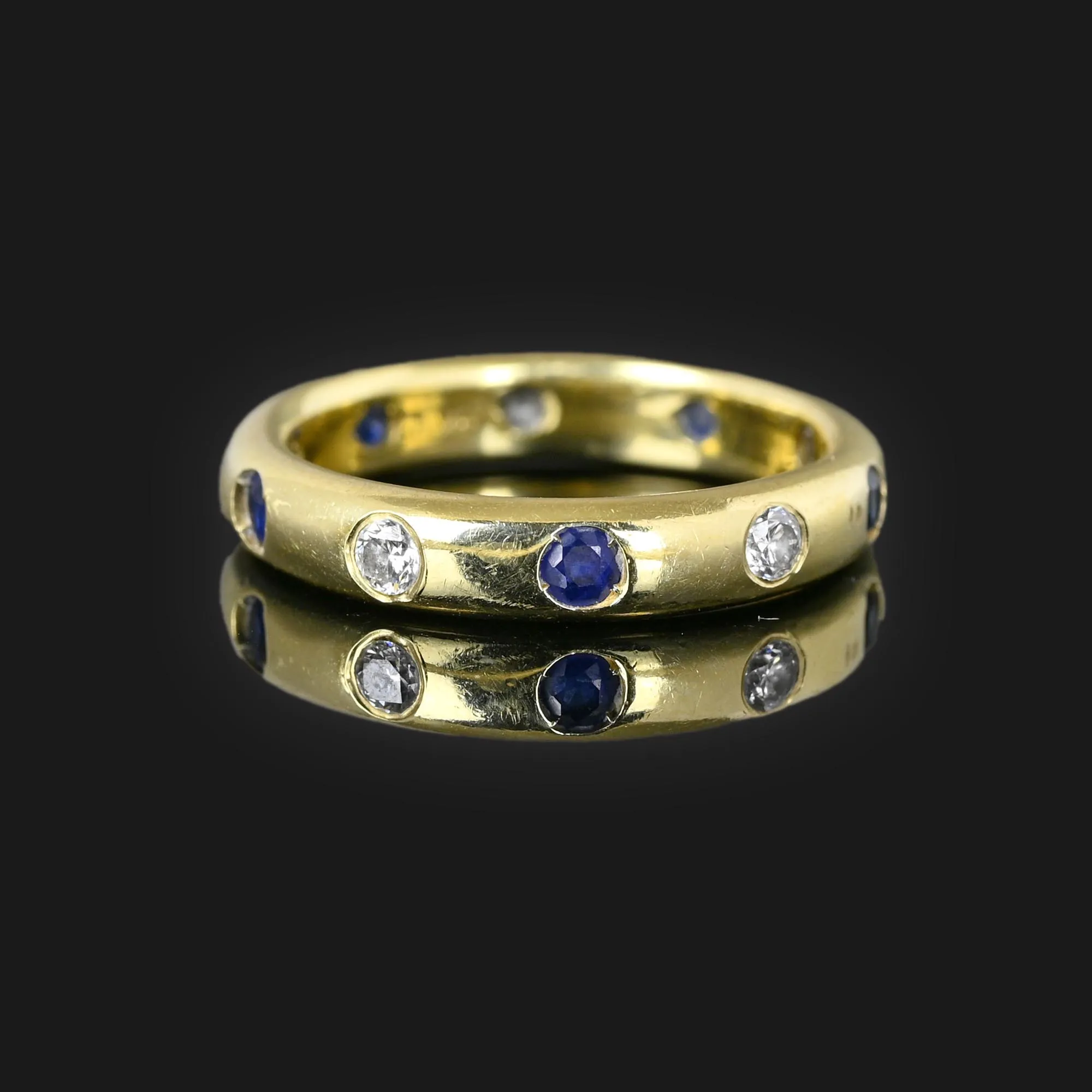 Diamond Sapphire Full Eternity Band Ring in 14K Gold