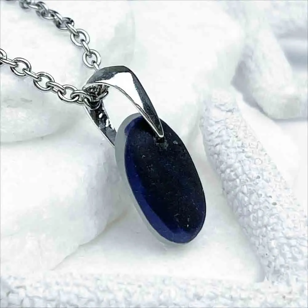 Divine Cobalt Purple English Multi Sea Glass Pendant | #5148