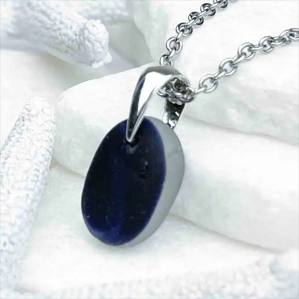 Divine Cobalt Purple English Multi Sea Glass Pendant | #5148