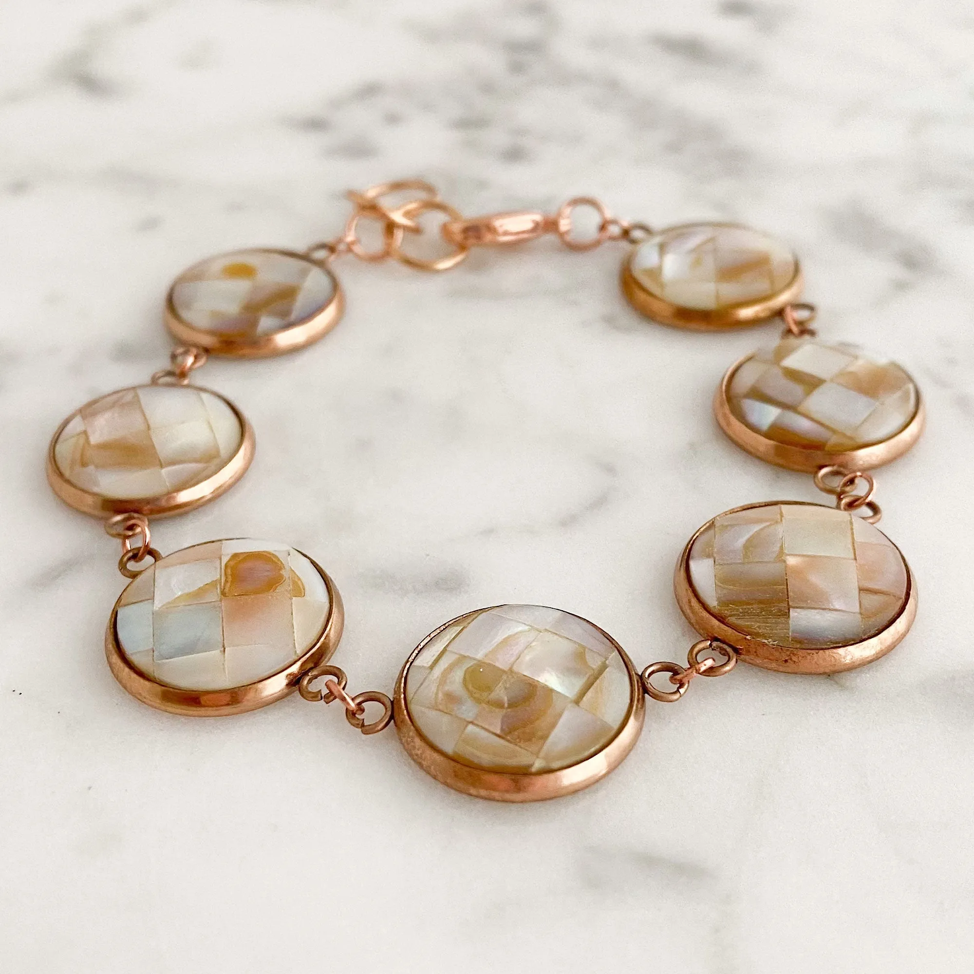 DOMINGA Navajo mother of pearl rose gold bracelet