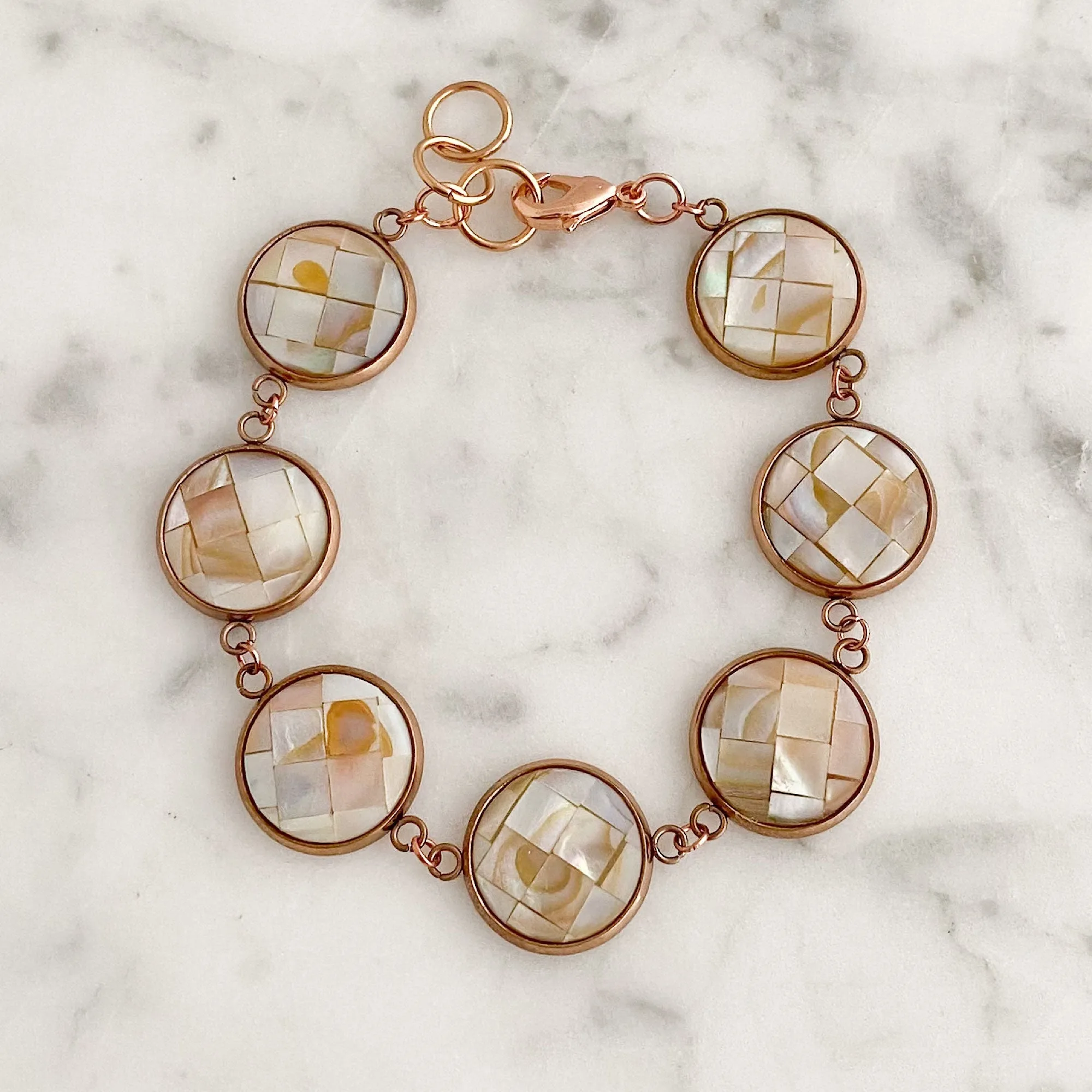 DOMINGA Navajo mother of pearl rose gold bracelet