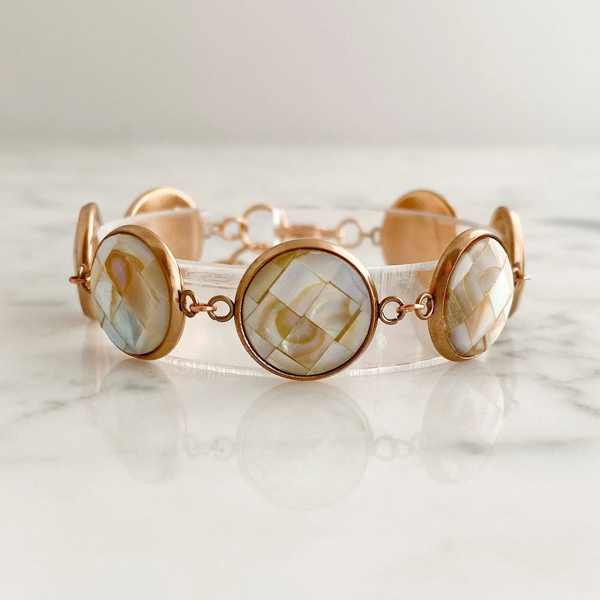 DOMINGA Navajo mother of pearl rose gold bracelet