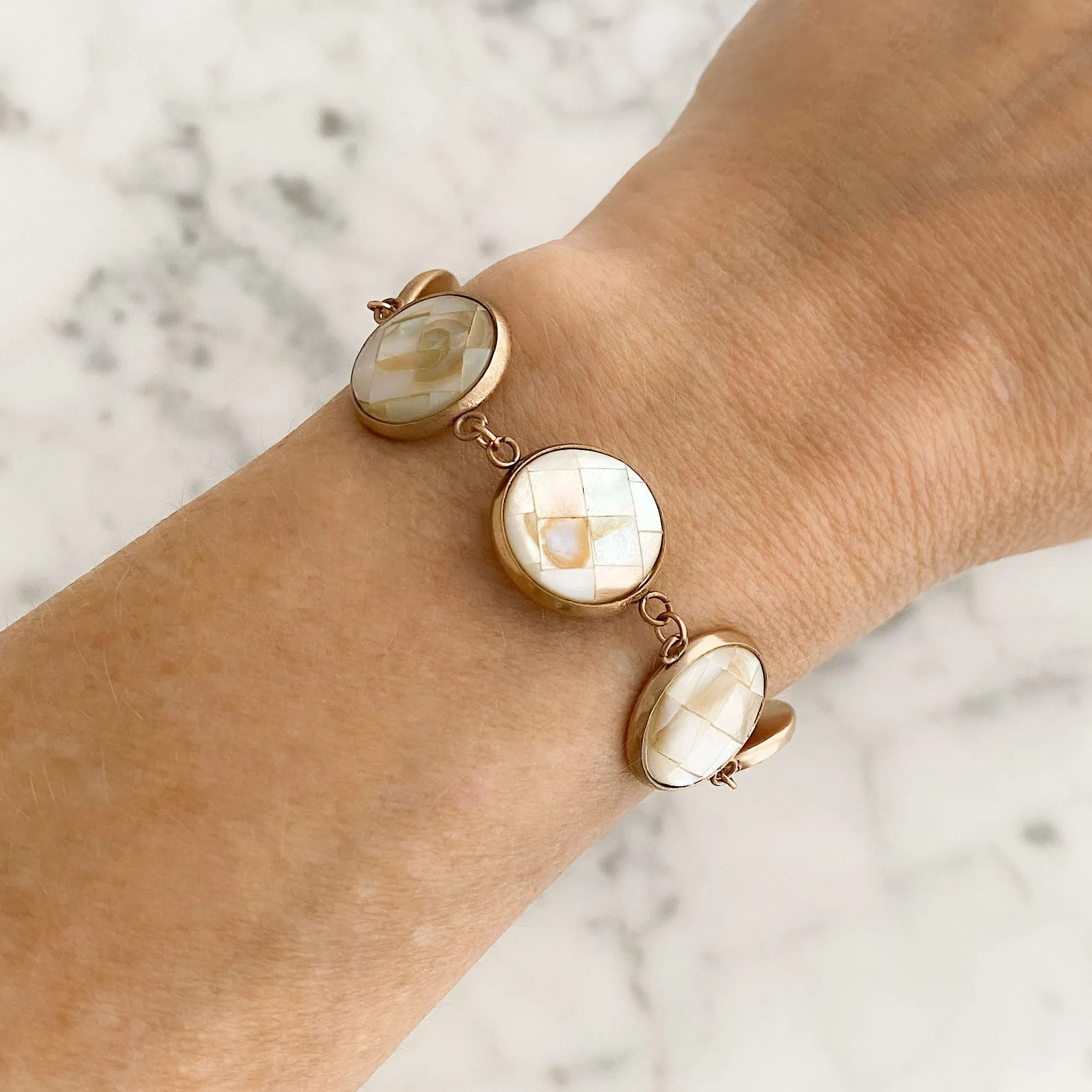 DOMINGA Navajo mother of pearl rose gold bracelet