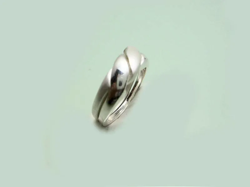 Double Twist Silver Ring, 2Tone Silver Ring, Womens Silver Ring