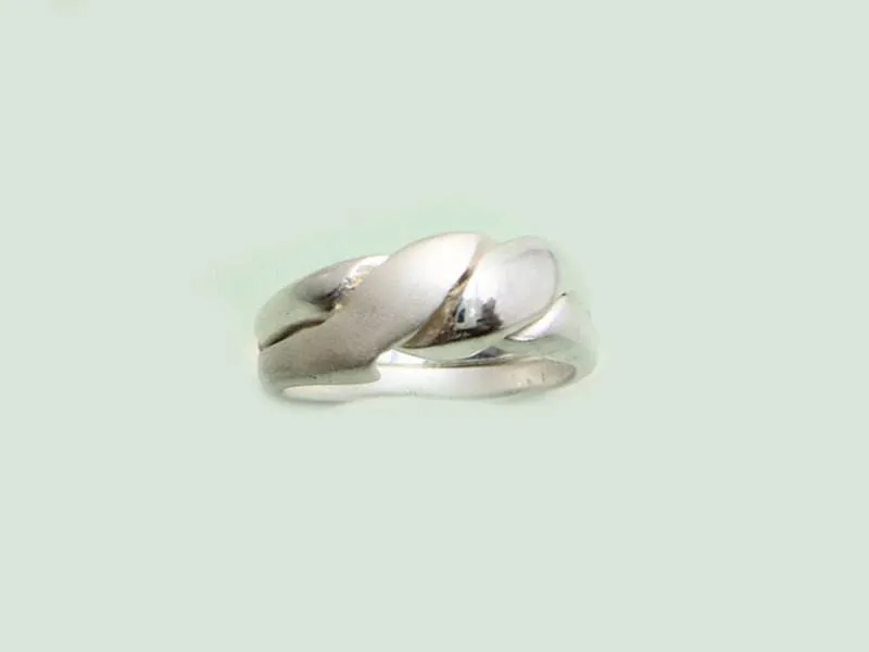 Double Twist Silver Ring, 2Tone Silver Ring, Womens Silver Ring