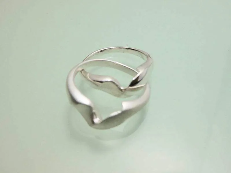 Double Twist Silver Ring, 2Tone Silver Ring, Womens Silver Ring