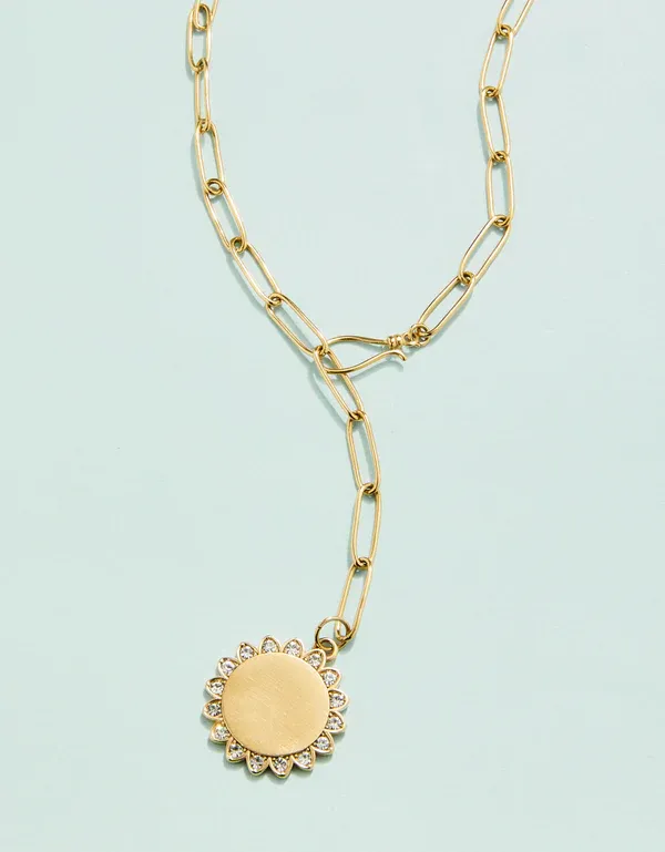 Drop Medallion Necklace 20" Flower