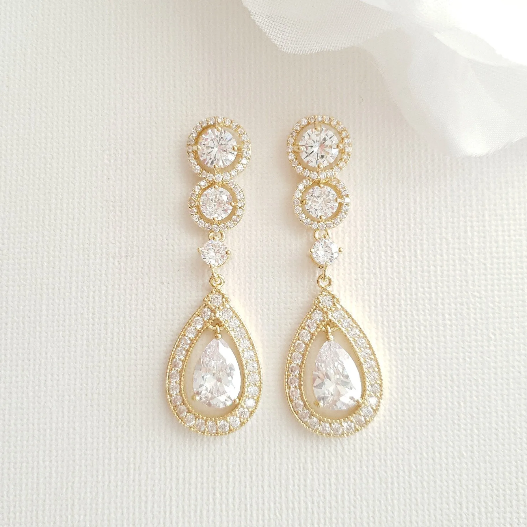 Drop Rose Gold Earrings for Brides & Weddings- Sarah