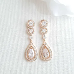 Drop Rose Gold Earrings for Brides & Weddings- Sarah